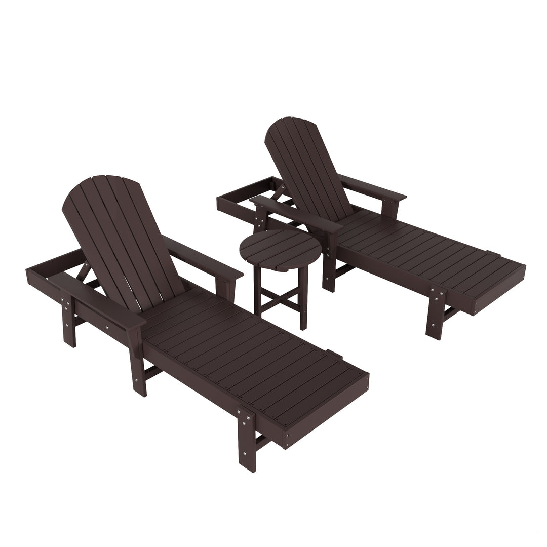 Dylan 3 Piece Adirondack Poly Reclining Chaise Lounge With Arms
