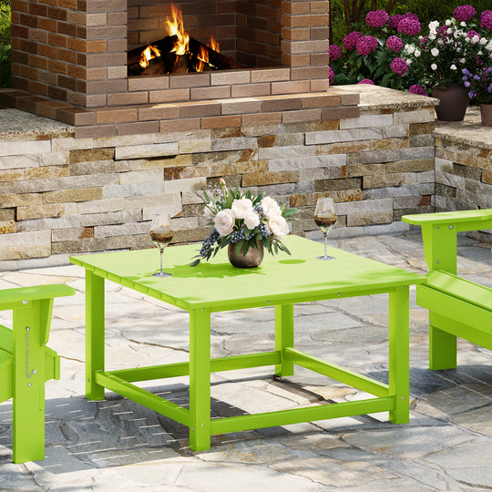 Malibu Low Outdoor HDPE Square Patio Coffee Table