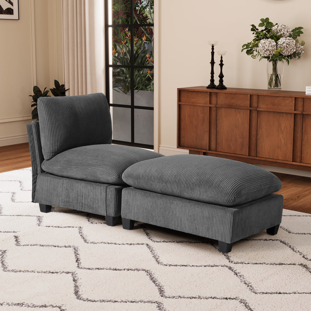Hearthside 68.5" Corduroy Upholstered Indoor Chaise Lounge Chair