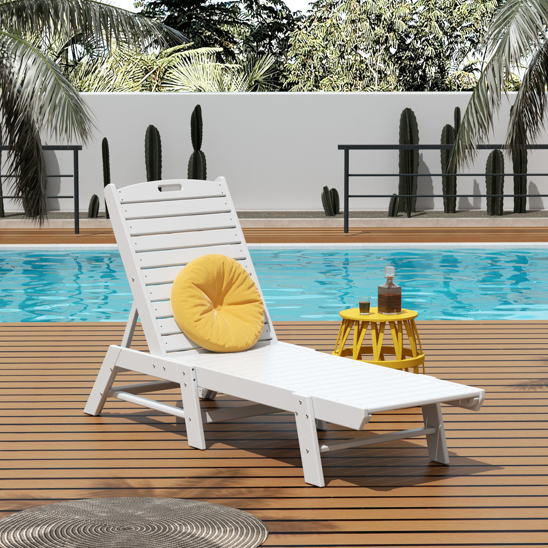 Malibu Poly Reclining Outdoor Patio Chaise Lounge Chair Adjustable