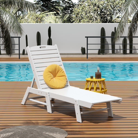 Malibu Poly Reclining Outdoor Patio Chaise Lounge Chair Adjustable