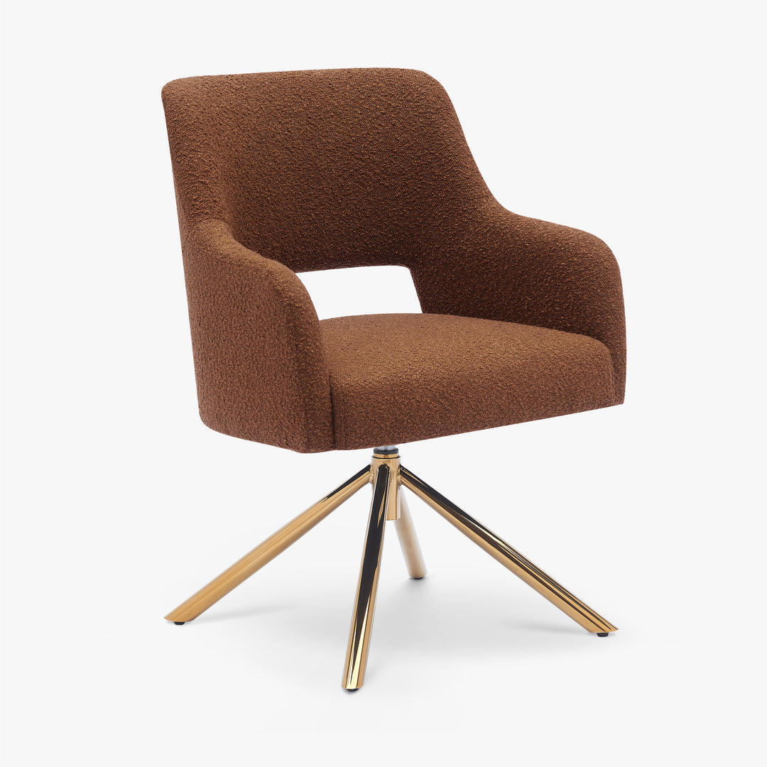 Genevieve Mid-Century Modern Wide Boucle Swivel Vanity Chair
