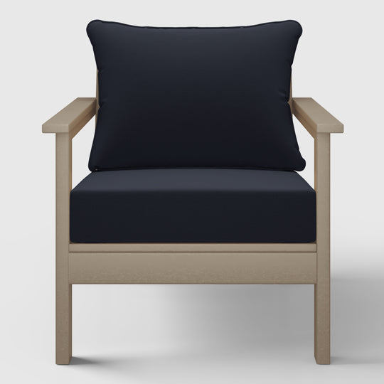 Avalon Outdoor Modern HDPE Patio Club Chair with Deep Seat Cushions