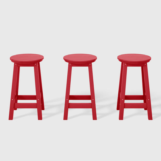 Malibu 24" HDPE Outdoor Patio Round Counter Height Bar Stool (Set of 3)