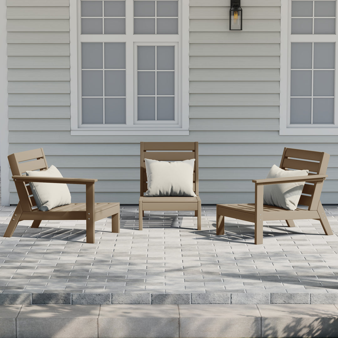 Avalon Outdoor Patio 3-Piece HDPE Deep Seating Sectional Sofa