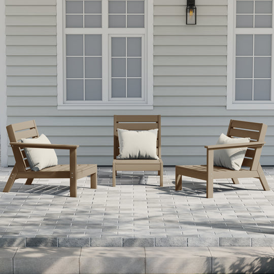 Avalon Outdoor Patio 3-Piece HDPE Deep Seating Sectional Sofa