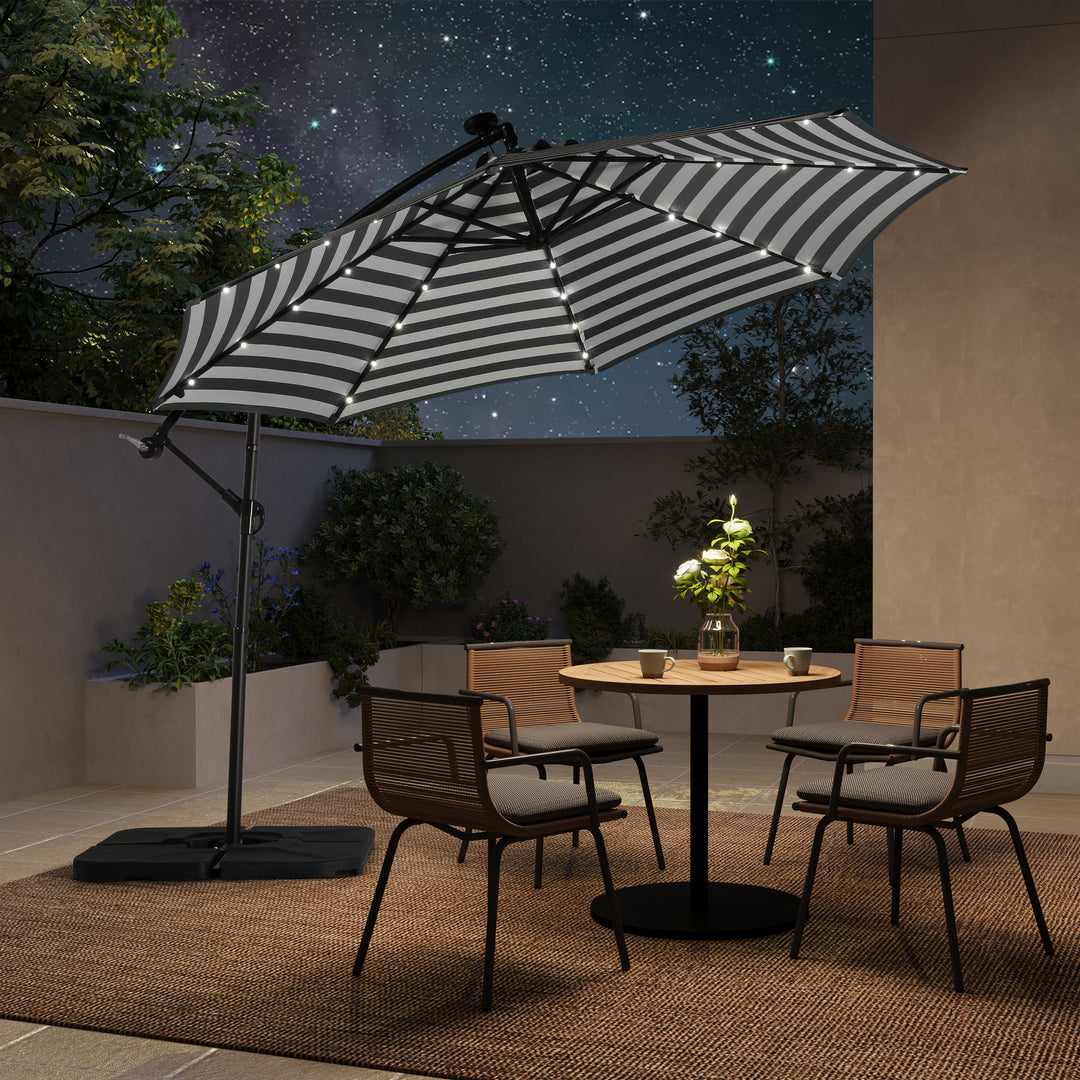 Albert 10 ft. Outdoor / Paito Cantilever Hanging Umbrella with Solar Power LED lights