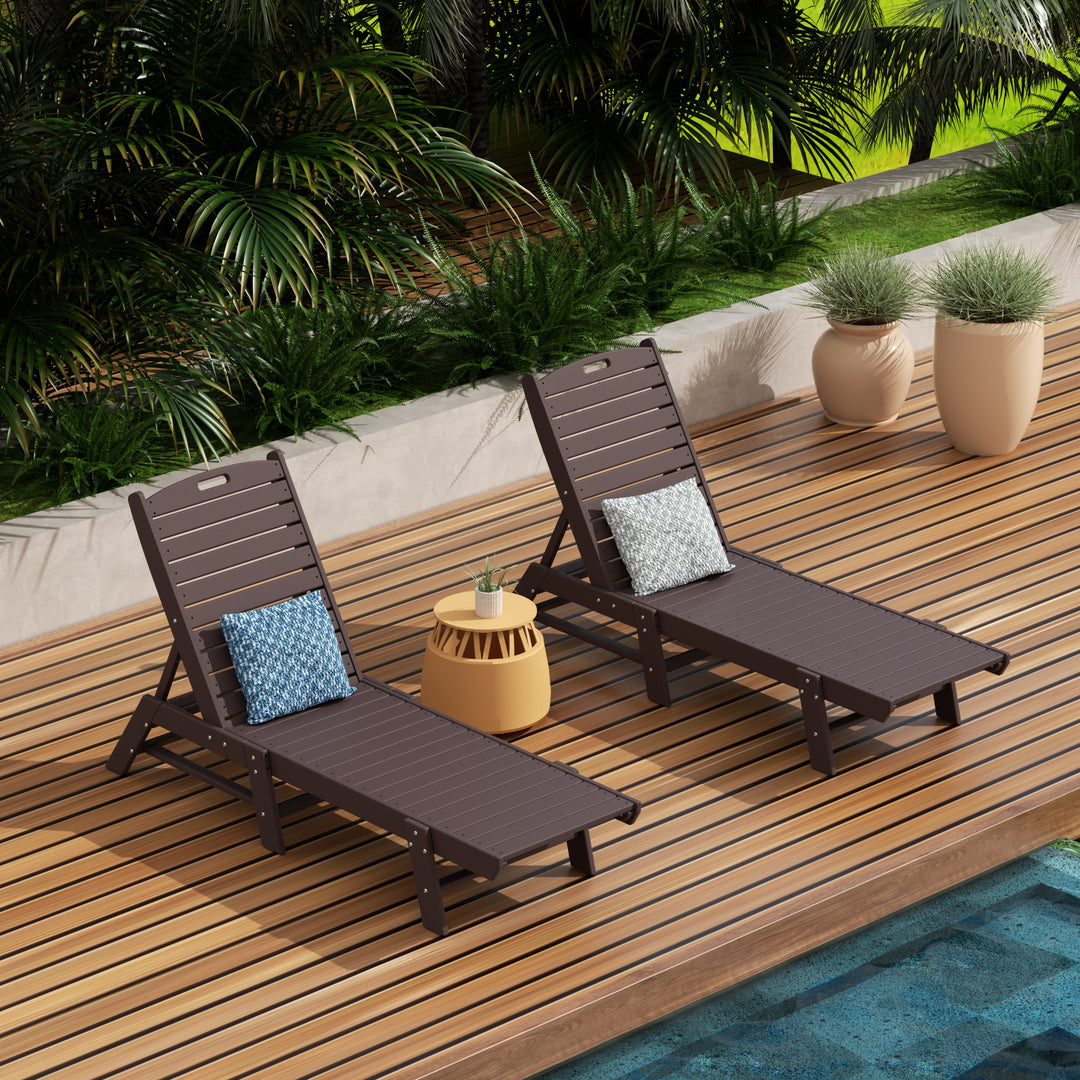 Malibu Poly Reclining Outdoor Patio Chaise Lounge Chair Adjustable (Set of 2)