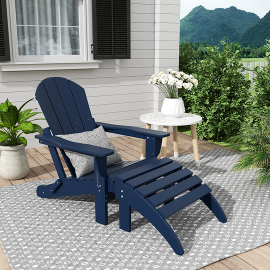 Malibu 2 piece set classic Adirondack chair with ottoman (1 seater)