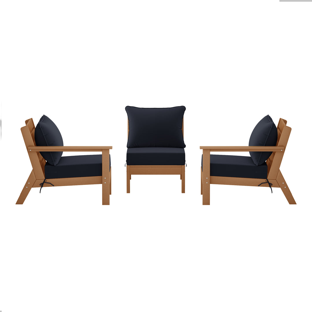 Avalon Outdoor Patio HDPE Sectional Sofa with Patio Cushions