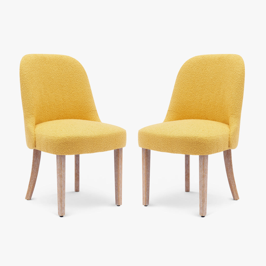 Genevieve Mid-Century Modern Upholstered Boucle Dining Chair (Set of 2)