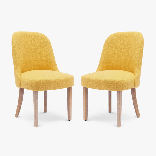 Genevieve Mid-Century Modern Upholstered Boucle Dining Chair (Set of 2)