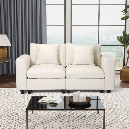 Augusta 70" Modular Chenille Loveseat Sofa With USB/Type-C Ports and Side Pockets