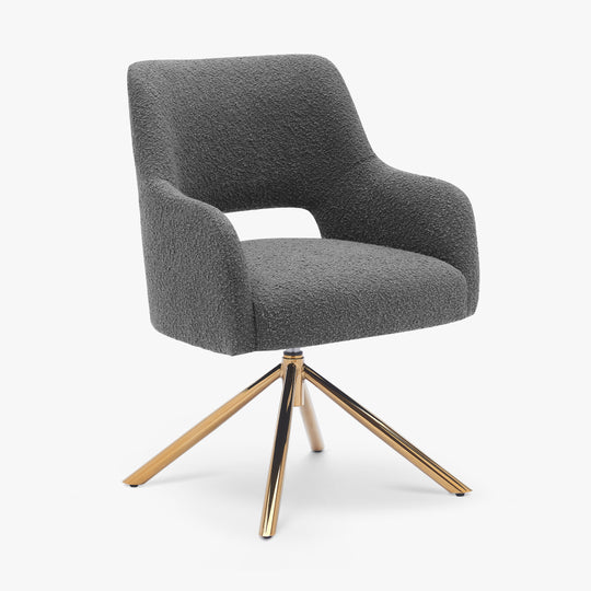Genevieve Mid-Century Modern Wide Boucle Swivel Vanity Chair