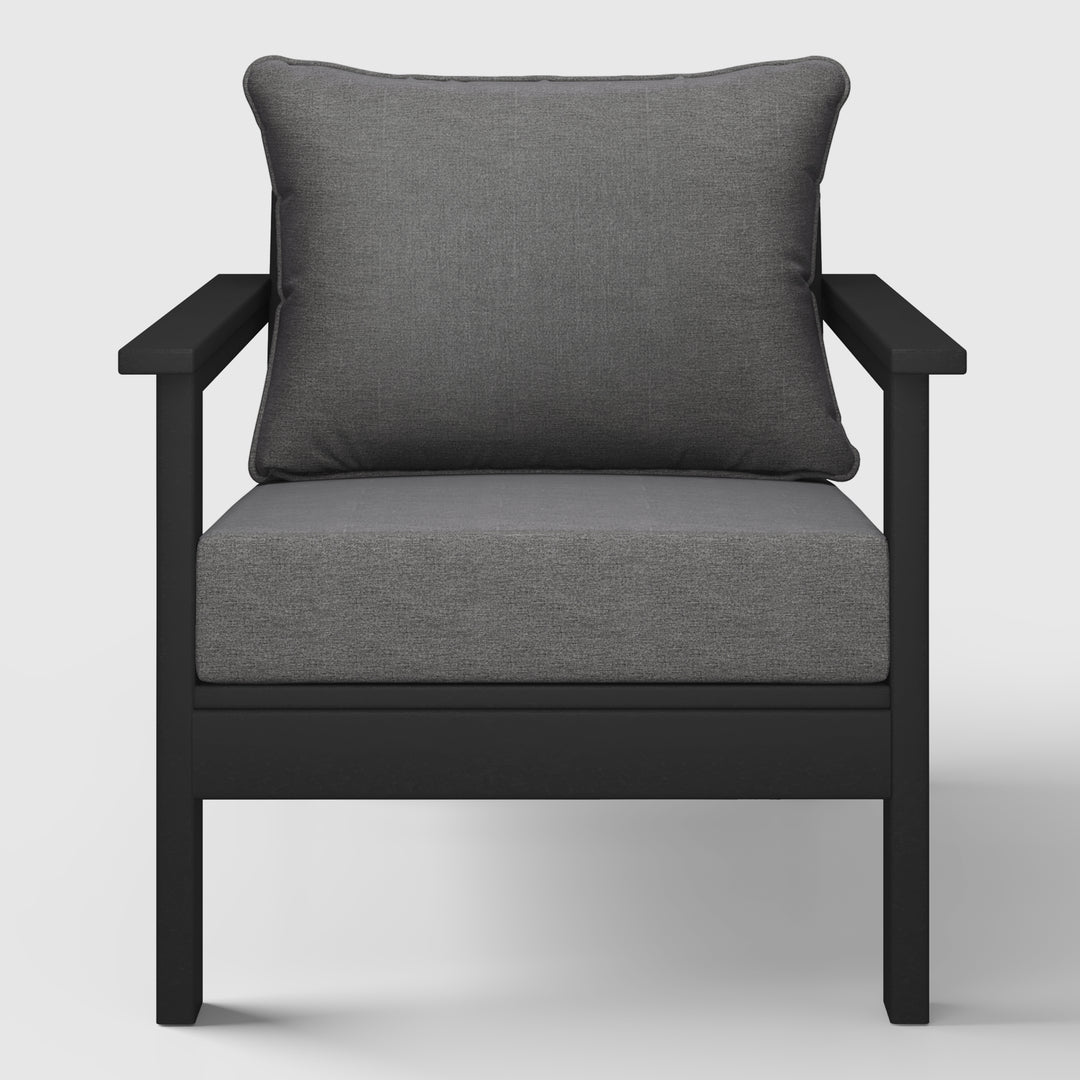 Avalon Outdoor Modern HDPE Patio Club Chair with Deep Seat Cushions