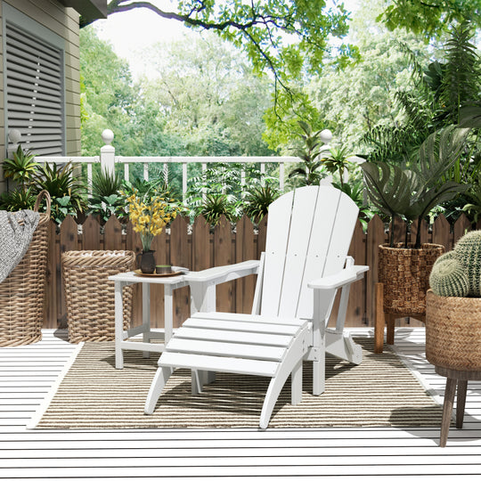 Malibu 3-Piece set classic Adirondack chair with ottoman and a small coffee table (1 seater)