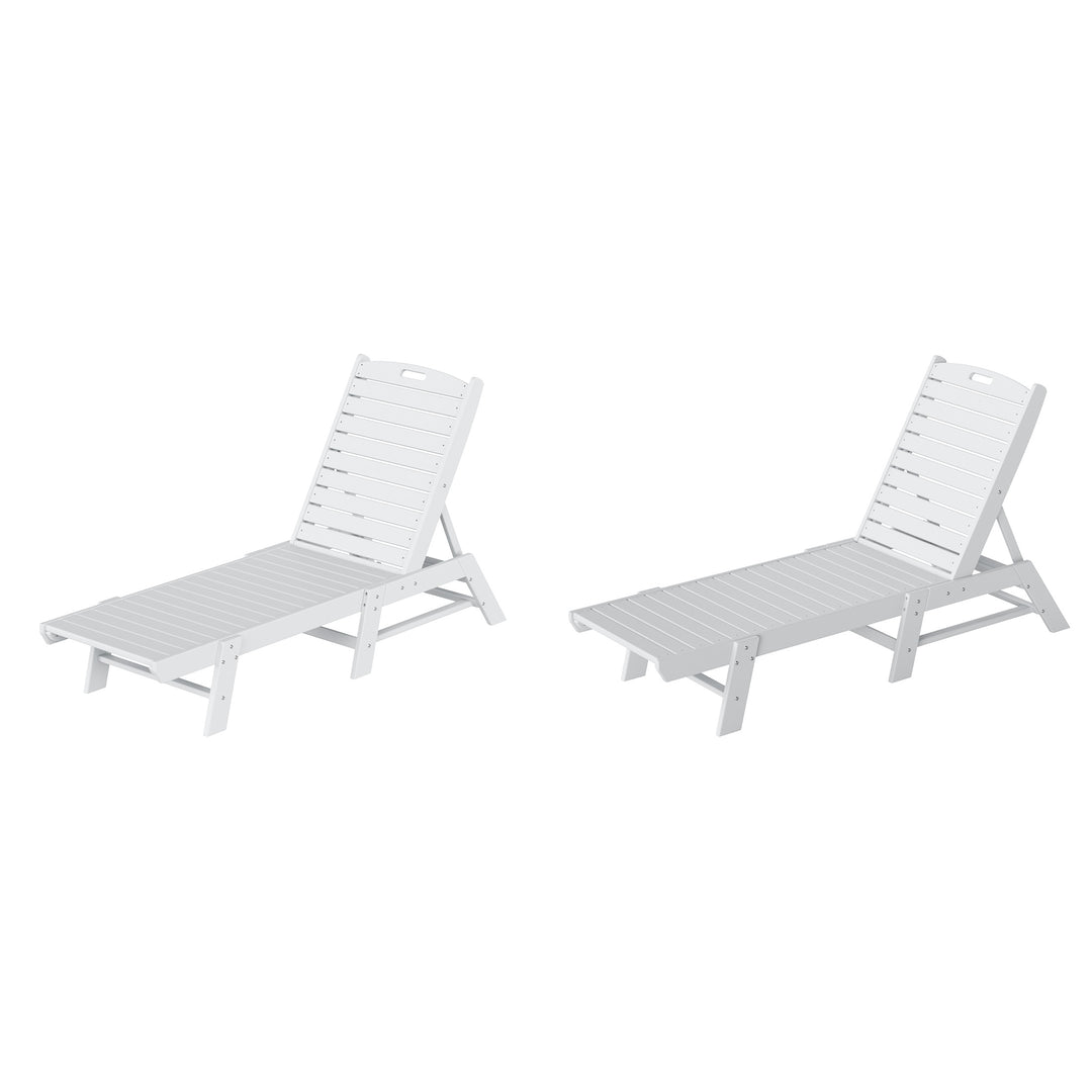 Malibu Poly Reclining Outdoor Patio Chaise Lounge Chair Adjustable (Set of 2)