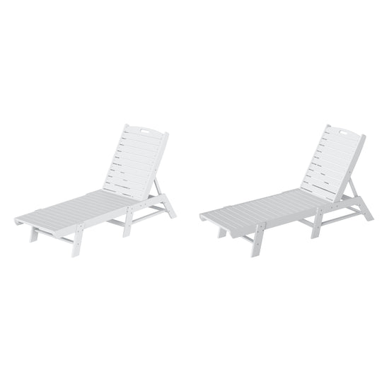Malibu Poly Reclining Outdoor Patio Chaise Lounge Chair Adjustable (Set of 2)