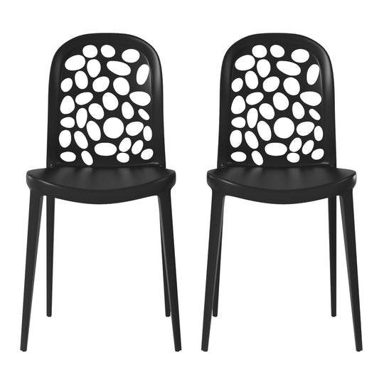 Playa Outdoor Modern Stackable Patio Dining Chairs (Set of 2)
