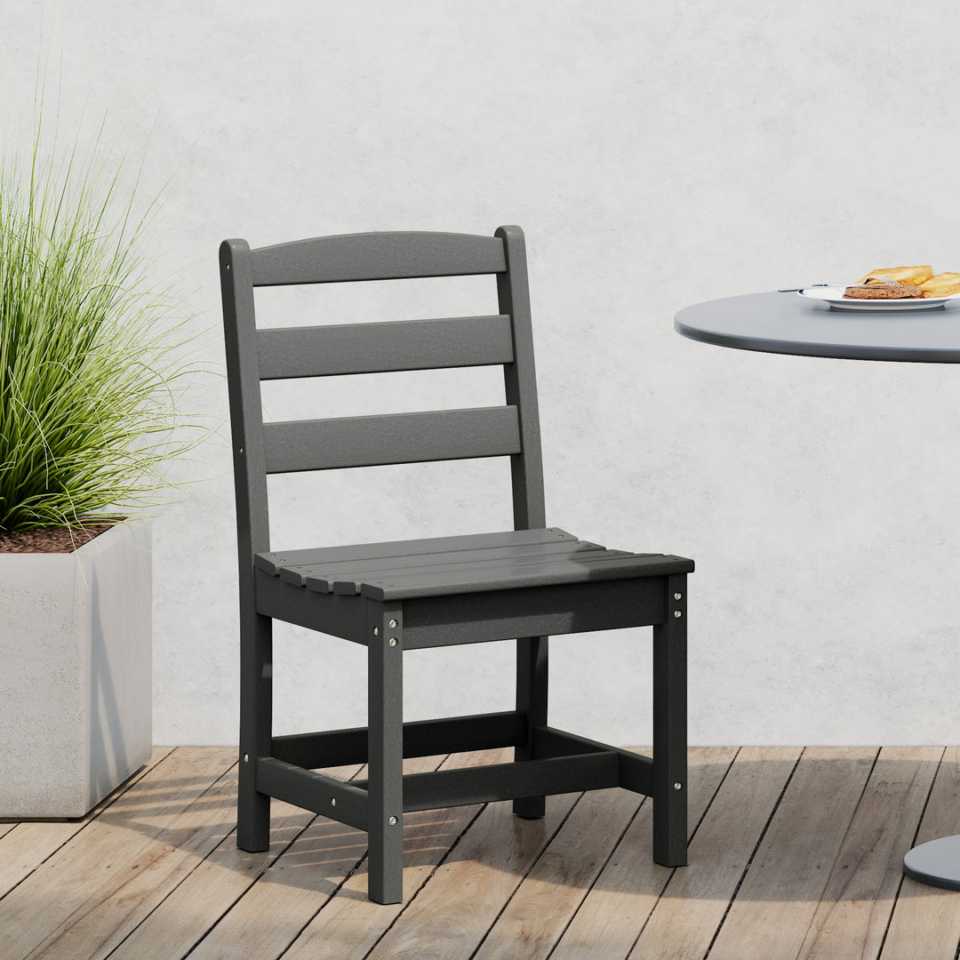 Ashore Outdoor HDPE Patio Classic Armless Dining Side Chair