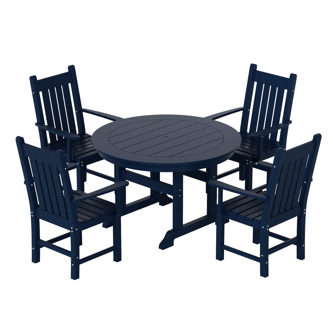 Malibu 5 Piece Outdoor Patio Dining Set Outdoor Round Table and Armchair Set