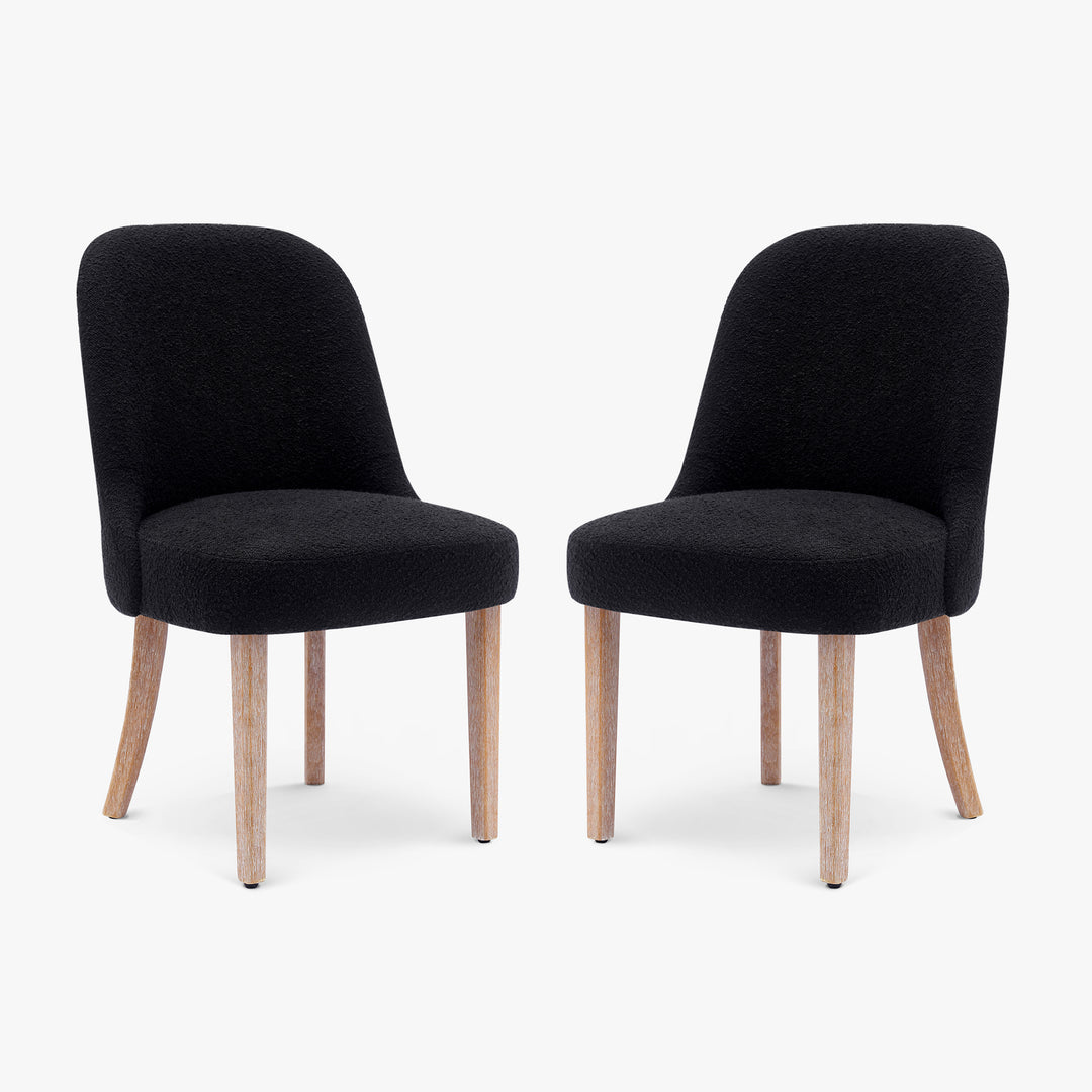 Genevieve Mid-Century Modern Upholstered Boucle Dining Chair (Set of 2)