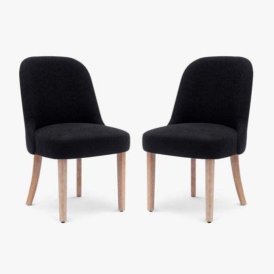 Genevieve Mid-Century Modern Upholstered Boucle Dining Chair (Set of 2)