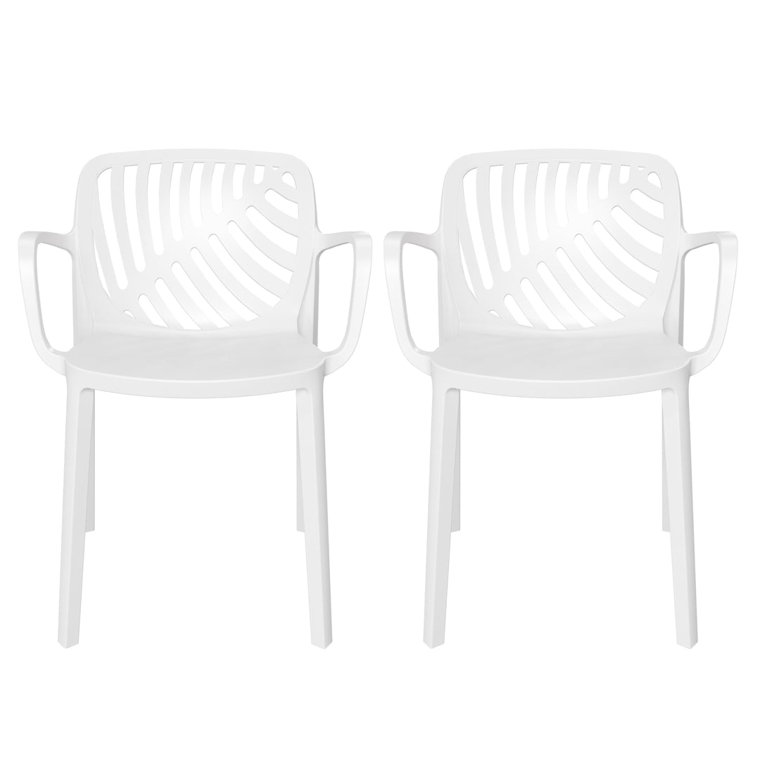 Playa Outdoor Modern Stackable Patio Dining Armchairs (Set of 2)