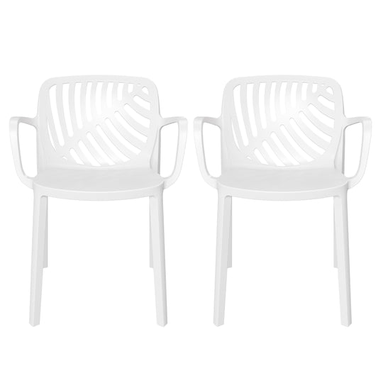 Playa Outdoor Modern Stackable Patio Dining Armchairs (Set of 2)