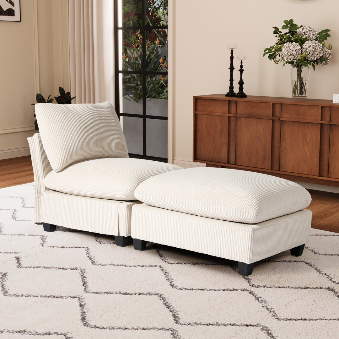 Hearthside 68.5" Corduroy Upholstered Indoor Chaise Lounge Chair