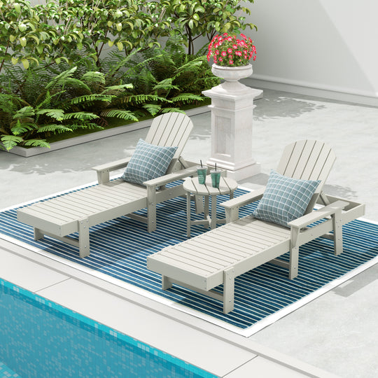Dylan 3 Piece Adirondack Poly Reclining Chaise Lounge With Arms