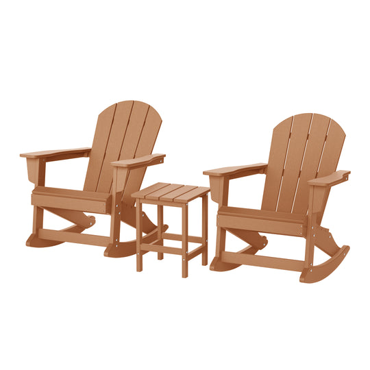 Malibu 3-Piece set Outdoor / Patio Poly Adirondack rocking chairs with a side table ( 2 seater )