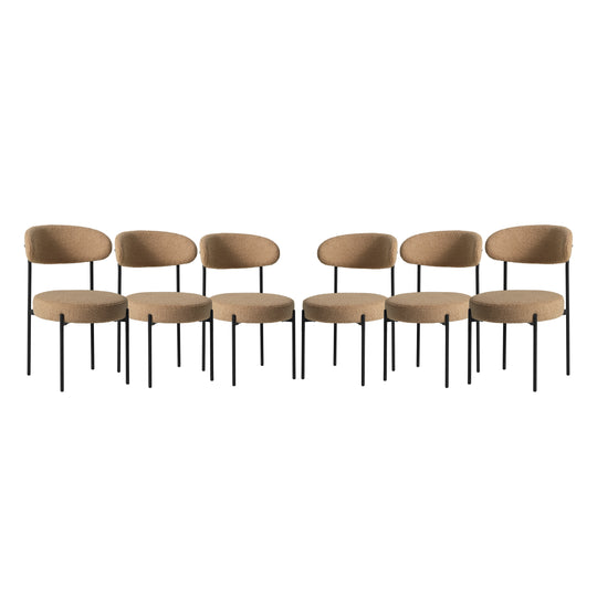 Alexandria Mid-Century Modern Upholstered Sherpa Round Dining Chairs (Set of 6)