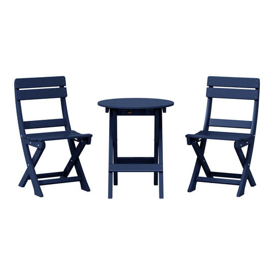 Malibu 3-Piece Outdoor HDPE Folding Patio Bistro Table and Chairs