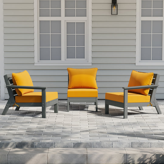 Avalon Outdoor Patio HDPE Sectional Sofa with Patio Cushions