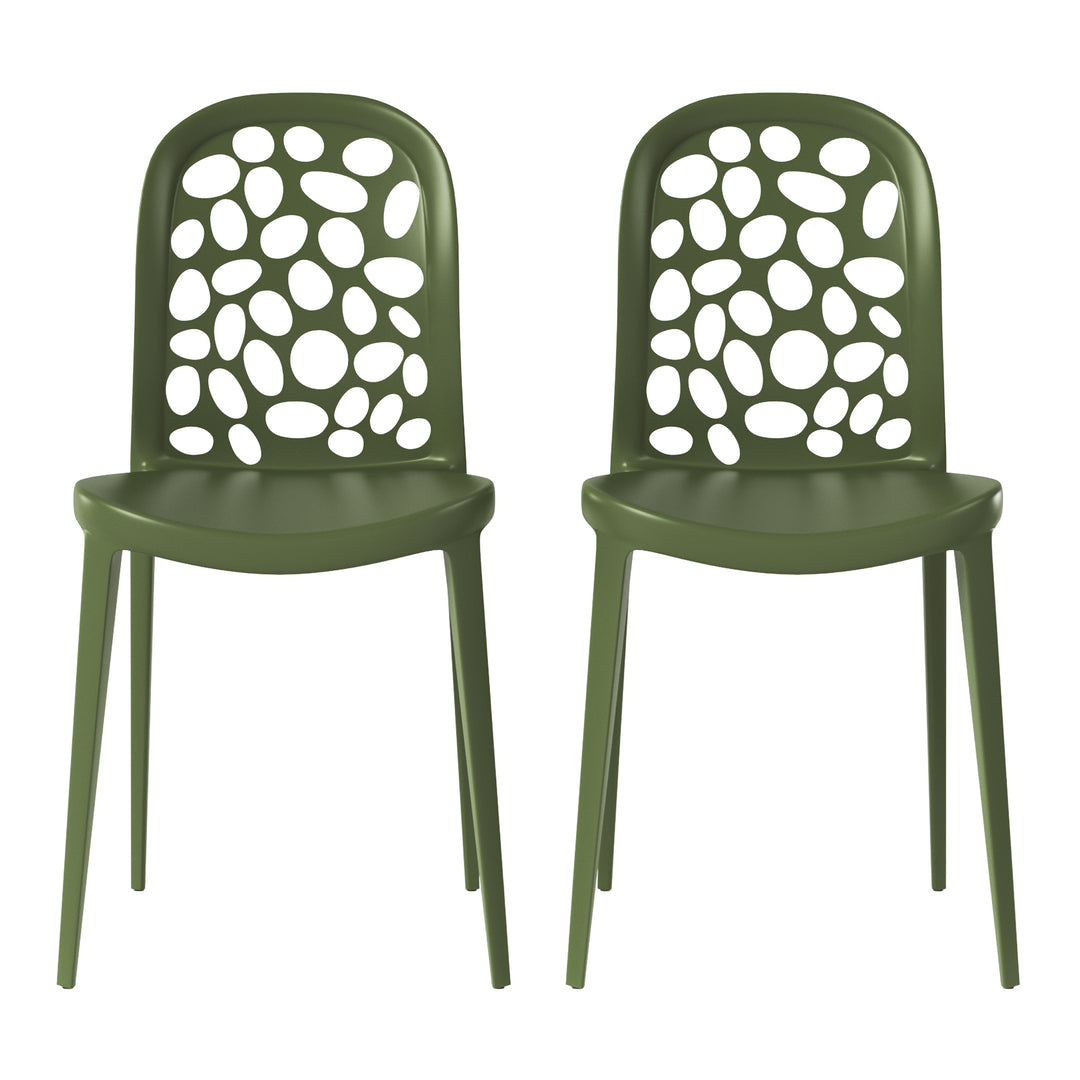 Playa Outdoor Modern Stackable Patio Dining Chairs (Set of 2)