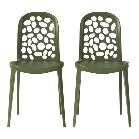 Playa Outdoor Modern Stackable Patio Dining Chairs (Set of 2)