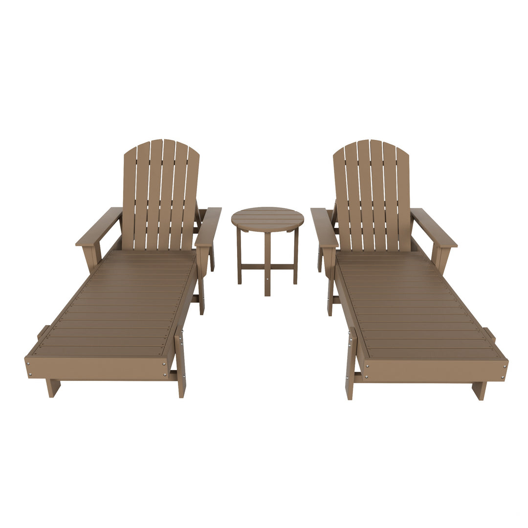Dylan 3 Piece Adirondack Poly Reclining Chaise Lounge With Arms