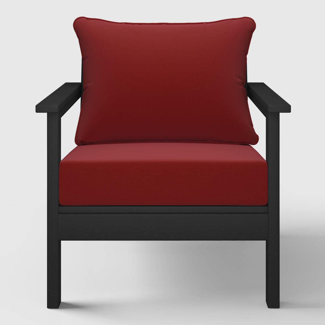 Avalon Outdoor Modern HDPE Patio Club Chair with Deep Seat Cushions
