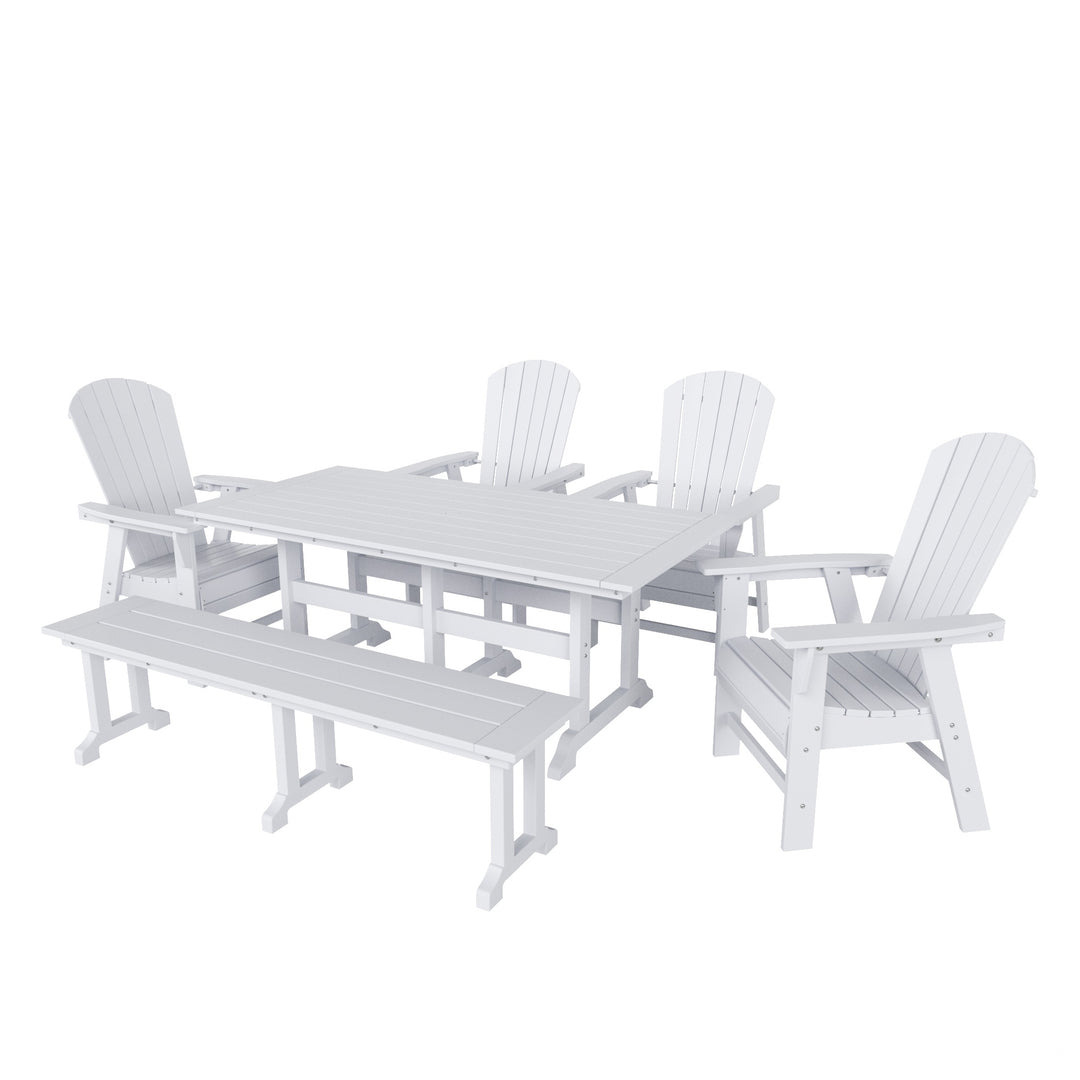 Dylan 6 Piece Outdoor Patio Dining Table and Armchair Dining Bench Set