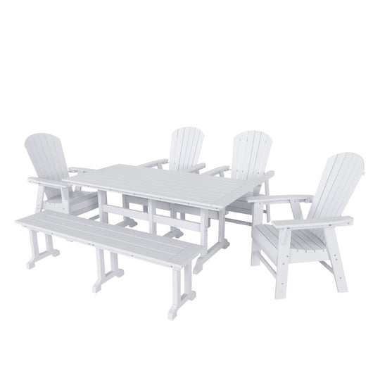 Dylan 6 Piece Outdoor Patio Dining Table and Armchair Dining Bench Set