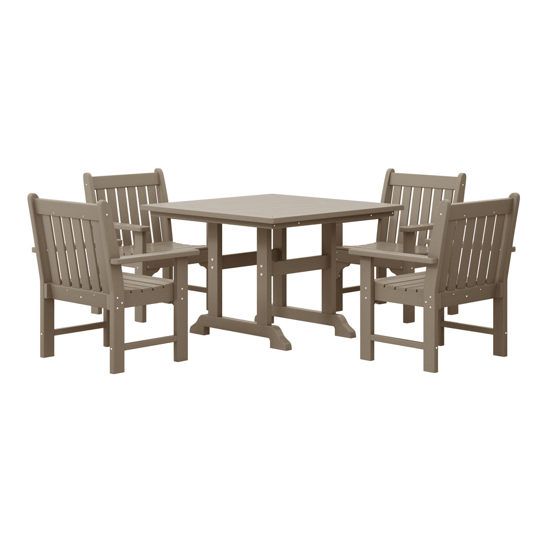 Malibu 5-Piece HDPE Outdoor Patio Chair and Square Table Dining Set
