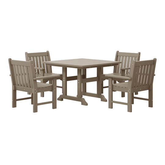 Malibu 5-Piece HDPE Outdoor Patio Chair and Square Table Dining Set
