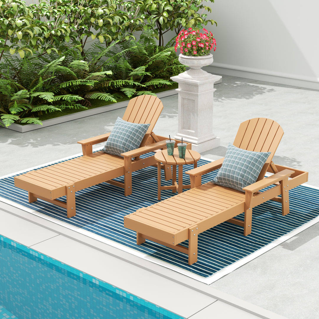 Dylan 3 Piece Adirondack Poly Reclining Chaise Lounge With Arms