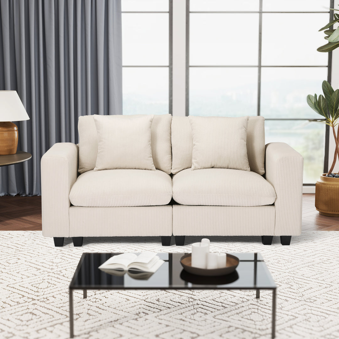 Hearthside 70" Modular Corduroy Loveseat Sofa With USB/Type-C Ports and Side Pockets