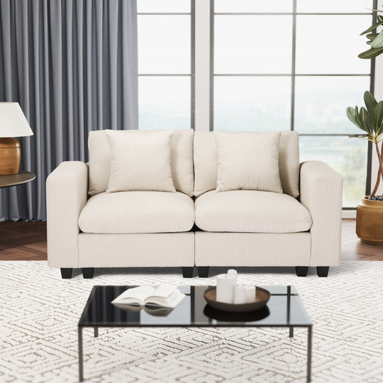 Hearthside 70" Modular Corduroy Loveseat Sofa With USB/Type-C Ports and Side Pockets