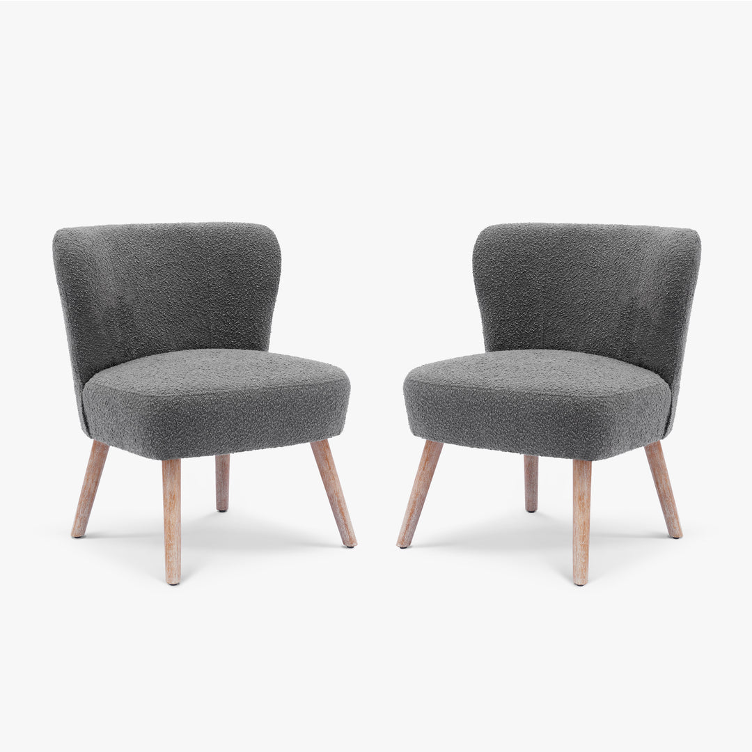 Genevieve 25" Wide Upholstered Boucle Accent Chairs (Set of 2)