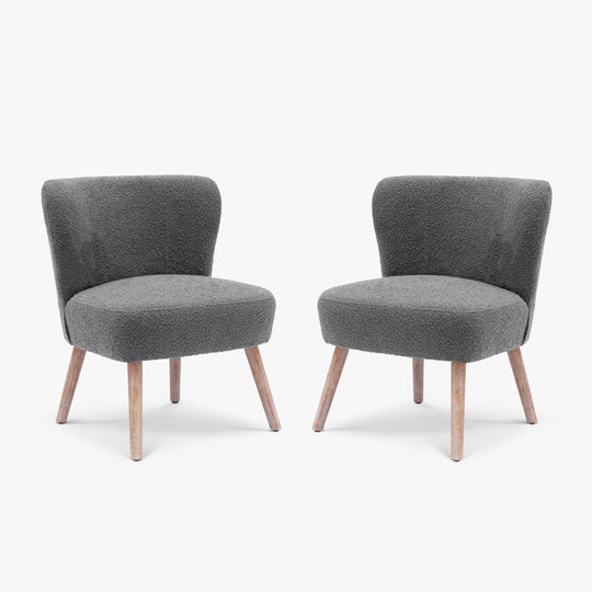 Genevieve 25" Wide Upholstered Boucle Accent Chairs (Set of 2)