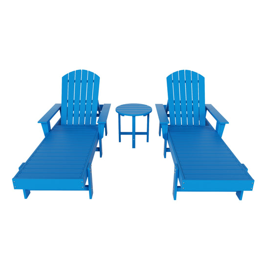 Dylan 3 Piece Adirondack Poly Reclining Chaise Lounge With Arms