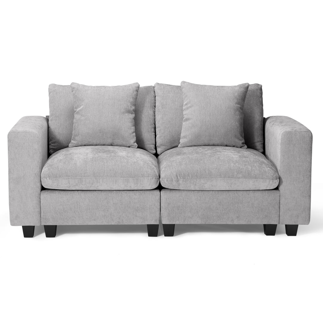 Augusta 70" Modular Chenille Loveseat Sofa With USB/Type-C Ports and Side Pockets